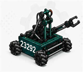 Illustration of Team 23292 robot with mecanum wheels.